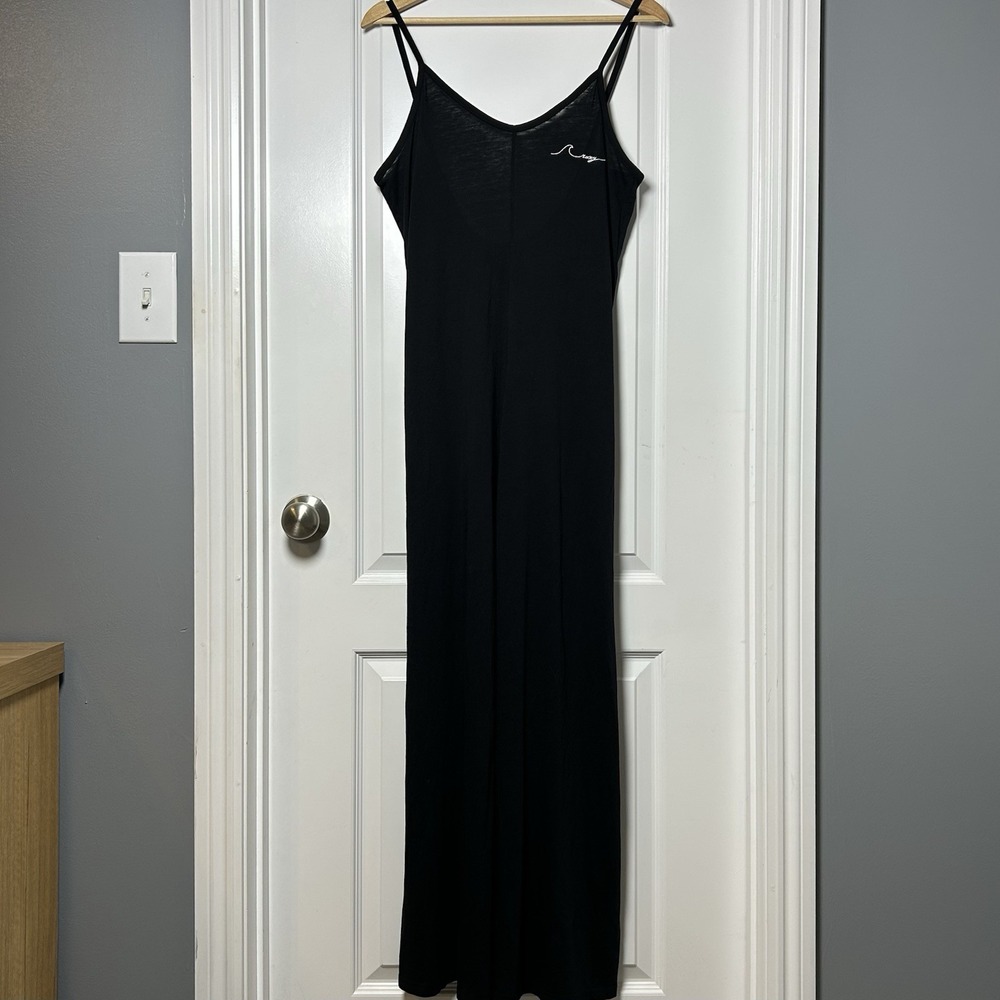 Roxy Black Cotton Blend Spaghetti Strap Wide Leg Romper Surfer Girl Beachy Style